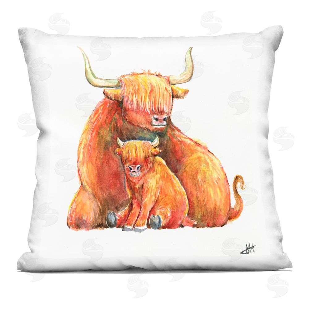 Marc Allante Yakety Yak Cattle Indoor Printed Throw Pillow