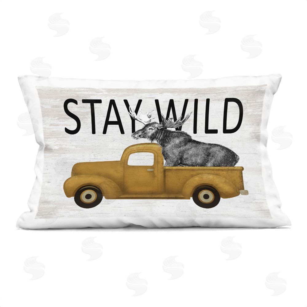 Lettered and Lined Stay Wild Moose Truck Rectugular Printed Throw Pillow