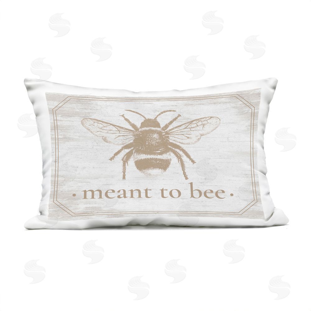 Lettered and Lined Meant To Bee Rustic Border Outdoor Rectugular Printed Throw Pillow