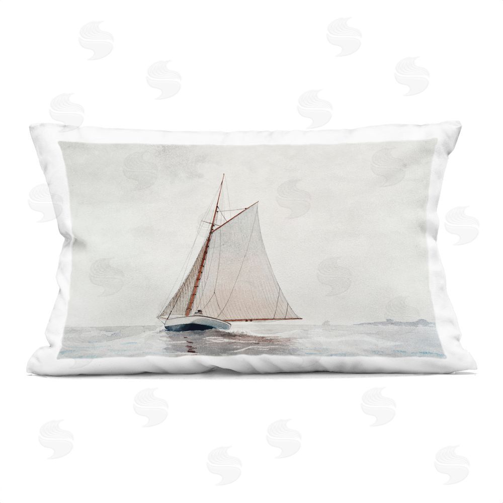 Lettered and Lined Timeless Sailboat Vessel Rectugular Printed Throw Pillow