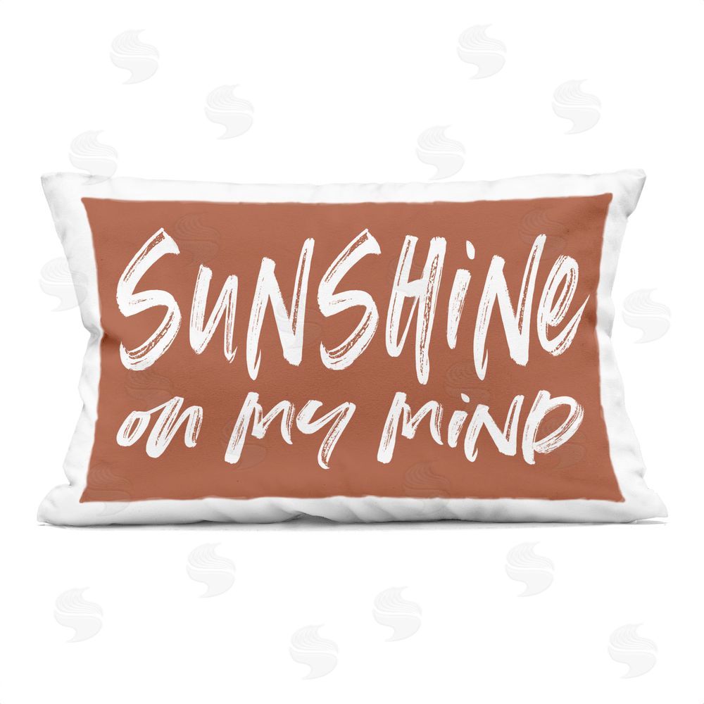 Lettered and Lined Sunshine State Of Mind Brown Rectugular Printed Throw Pillow