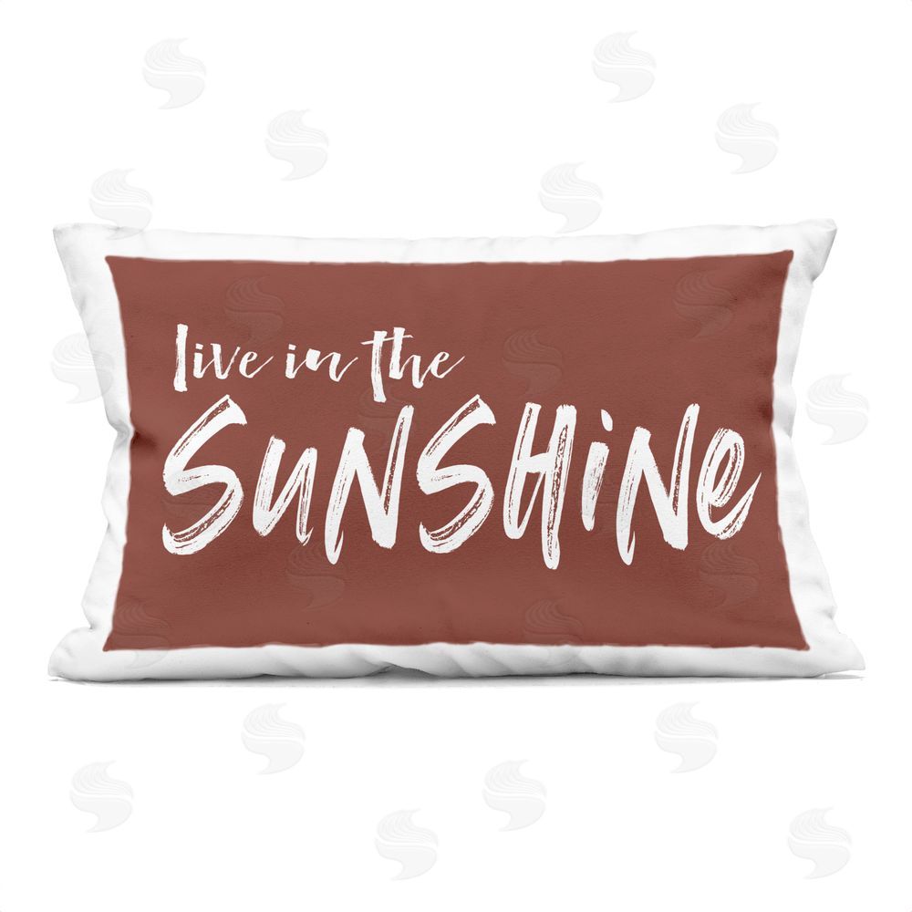Lettered and Lined Live In The Sunshine Brown Rectugular Printed Throw Pillow