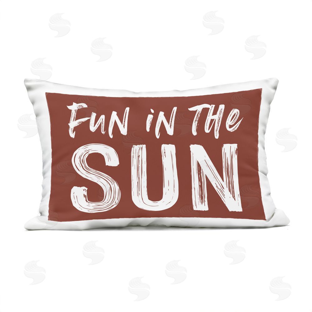 Lettered and Lined Fun In Sun Brown Sentiment
 Outdoor Rectugular Printed Throw Pillow