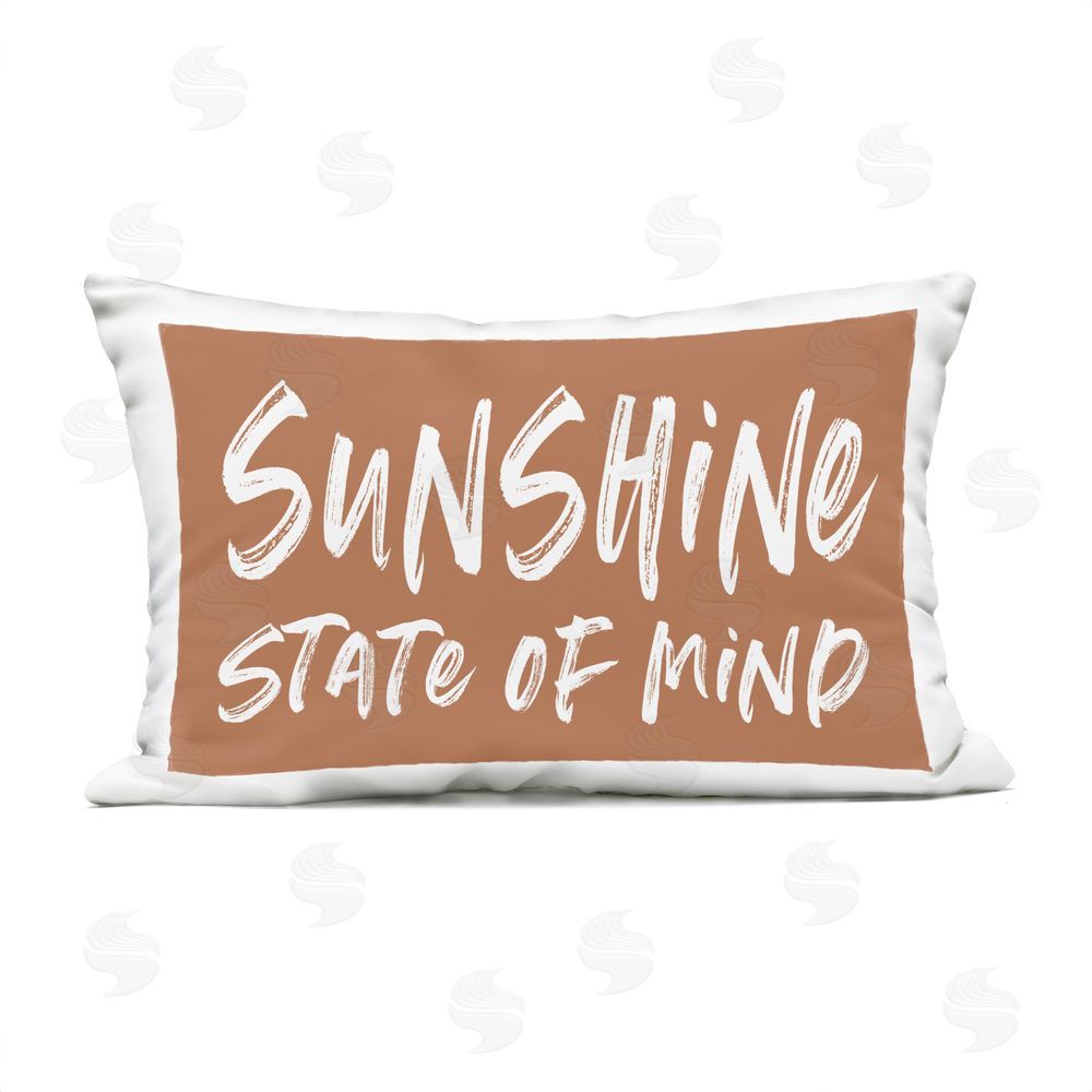 Lettered and Lined Summery Sunshine State Of Mind Outdoor Rectugular Printed Throw Pillow