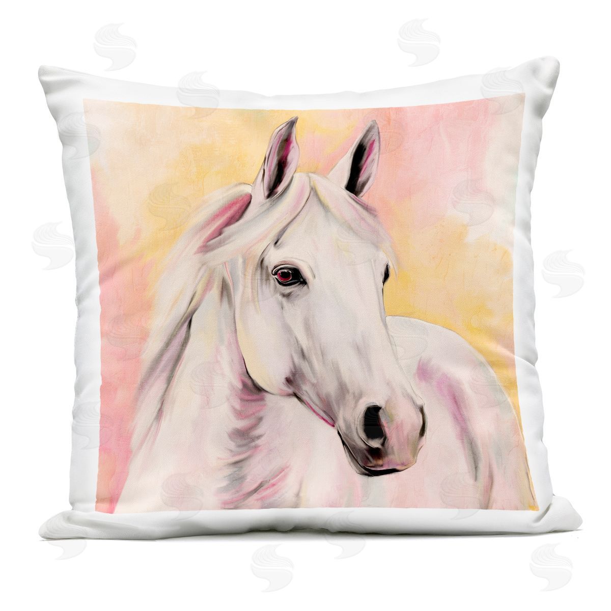 Kim Allen Sunset White Horse Outdoor Square Printed Throw Pillow