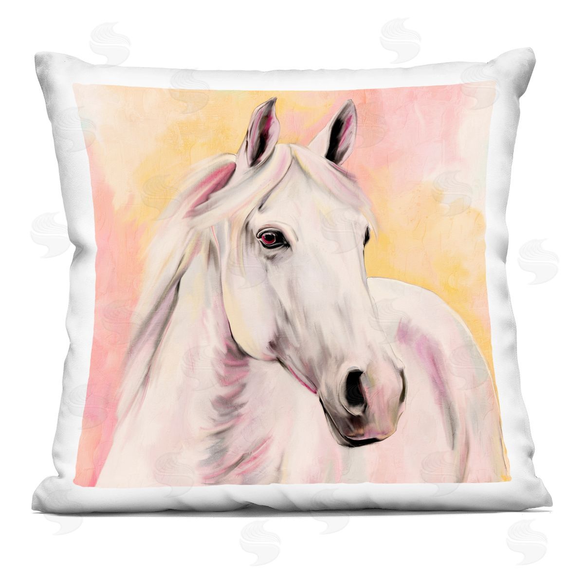 Kim Allen Sunset White Horse Square Printed Throw Pillow