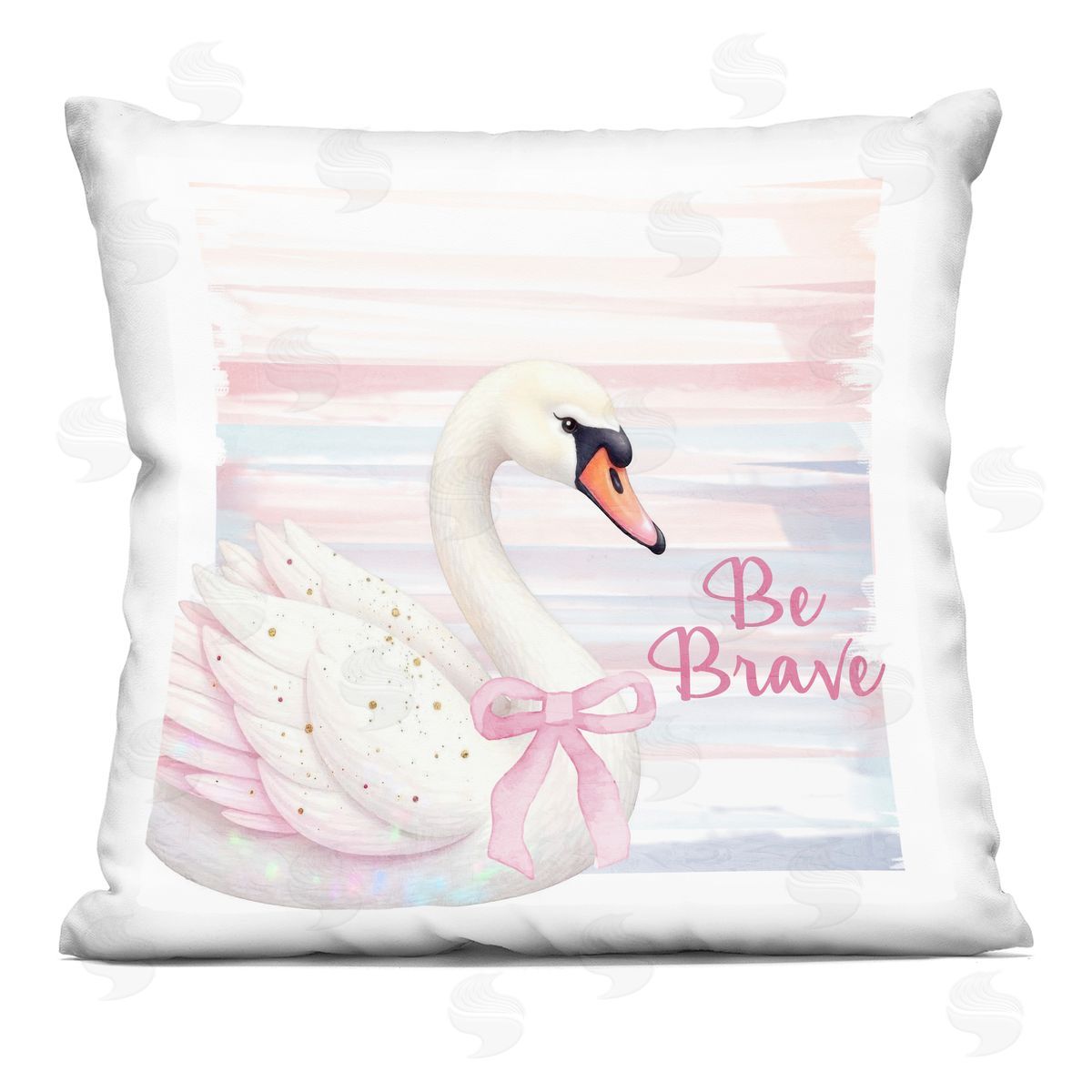 Kim Allen Be Brave Pastel Swan Square Printed Throw Pillow