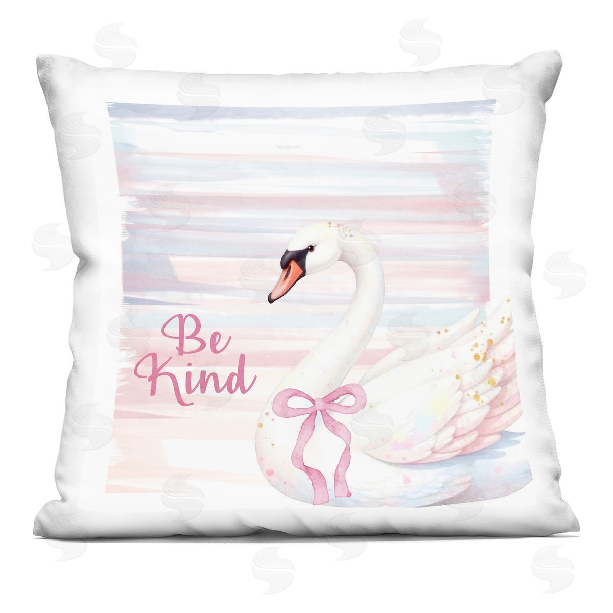 Kim Allen Be Kind Pastel Swan Square Printed Throw Pillow