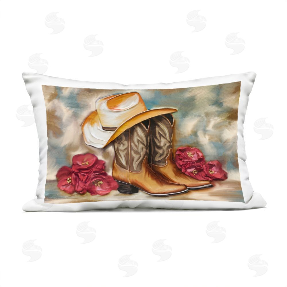 Kim Allen Boots & Floral Bunches Outdoor Rectugular Printed Throw Pillow