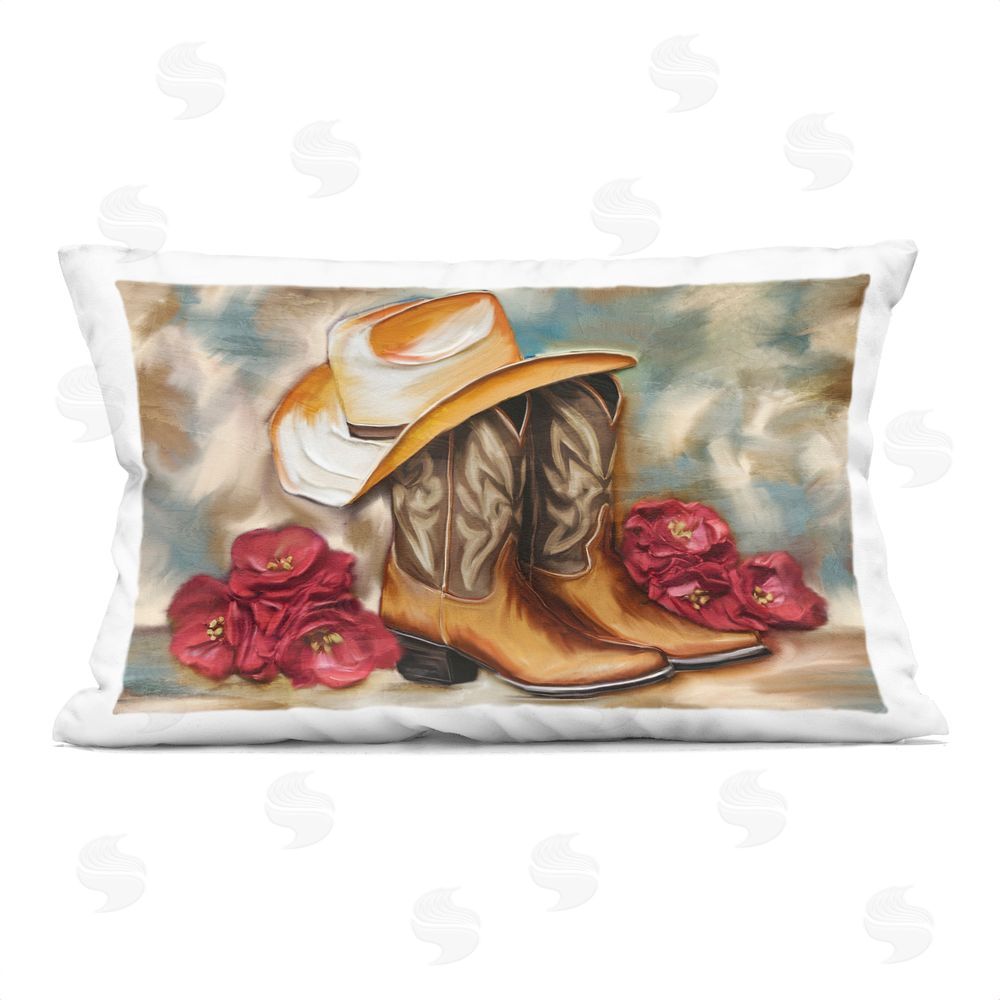 Kim Allen Boots & Floral Bunches Rectugular Printed Throw Pillow