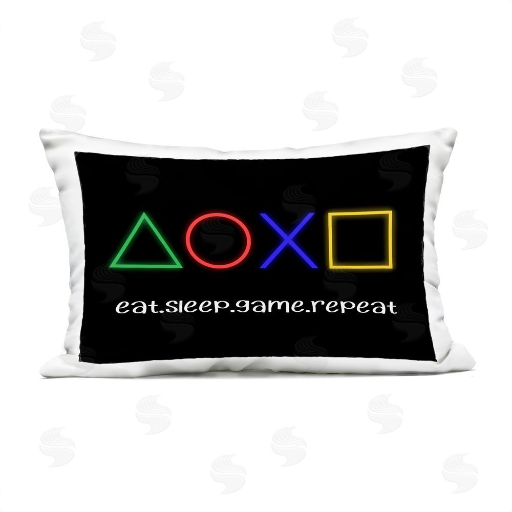 Christine Simpson Art Neon Gaming Symbols & Words Outdoor Rectugular Printed Throw Pillow