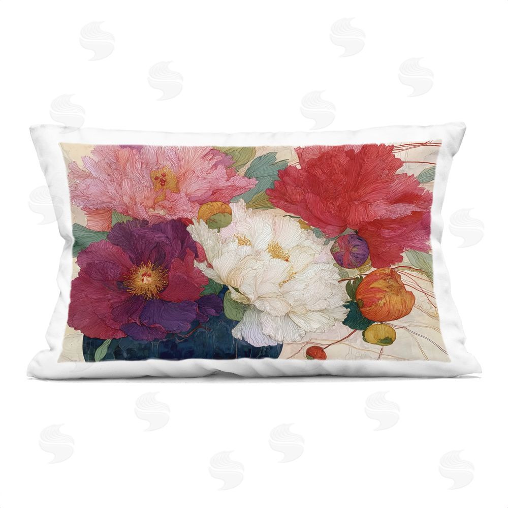 Annabelle Hall Haiku Ornate Flower Petals Rectugular Printed Throw Pillow