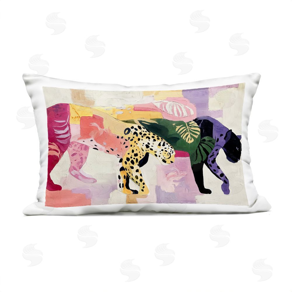 Annabelle Hall Candy Cats Tropical Wildlife Outdoor Rectugular Printed Throw Pillow