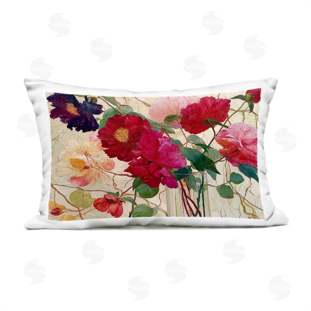 Annabelle Hall Haiku Flower Vase Outdoor Rectugular Printed Throw Pillow