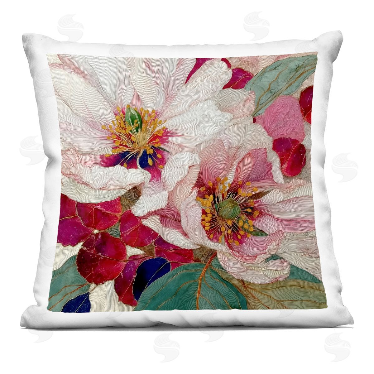 Annabelle Hall Cimarron Flowers Ornate Details Square Printed Throw Pillow