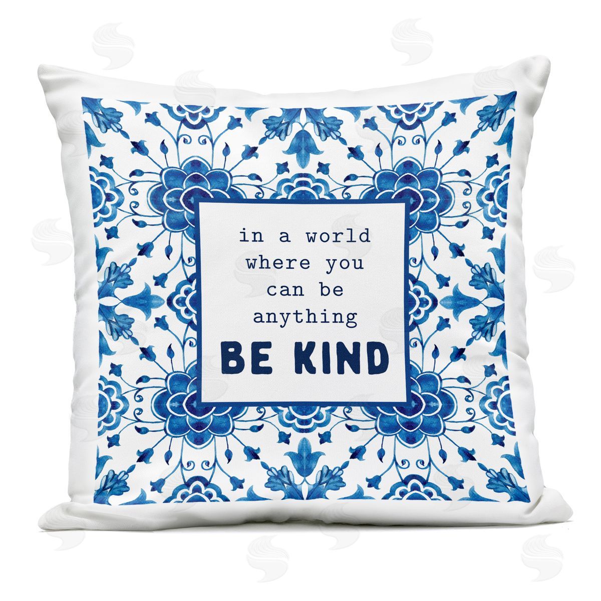 Lettered and Lined Patterned Be Kind Encouragement Outdoor Square Printed Throw Pillow