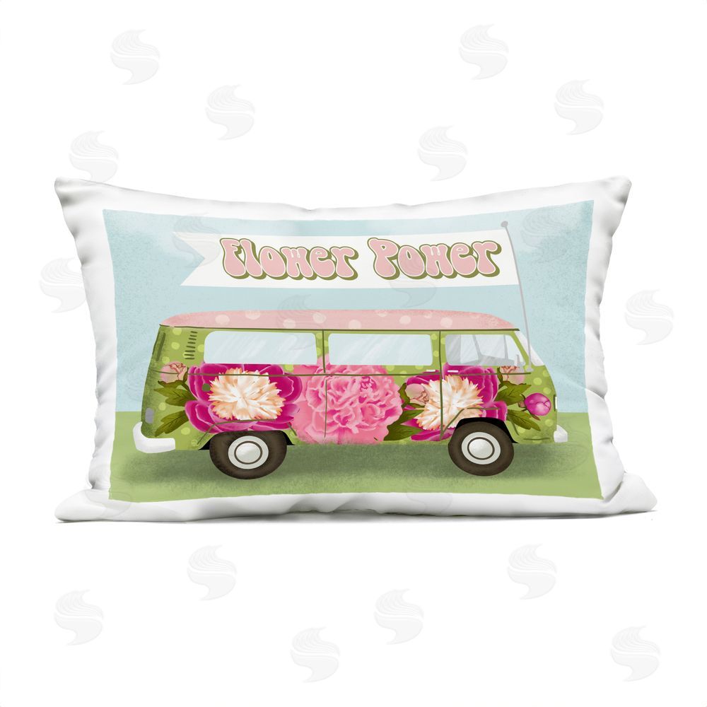 Jilly Jack Designs Flower Power Peony Bus Outdoor Printed Throw Pillow