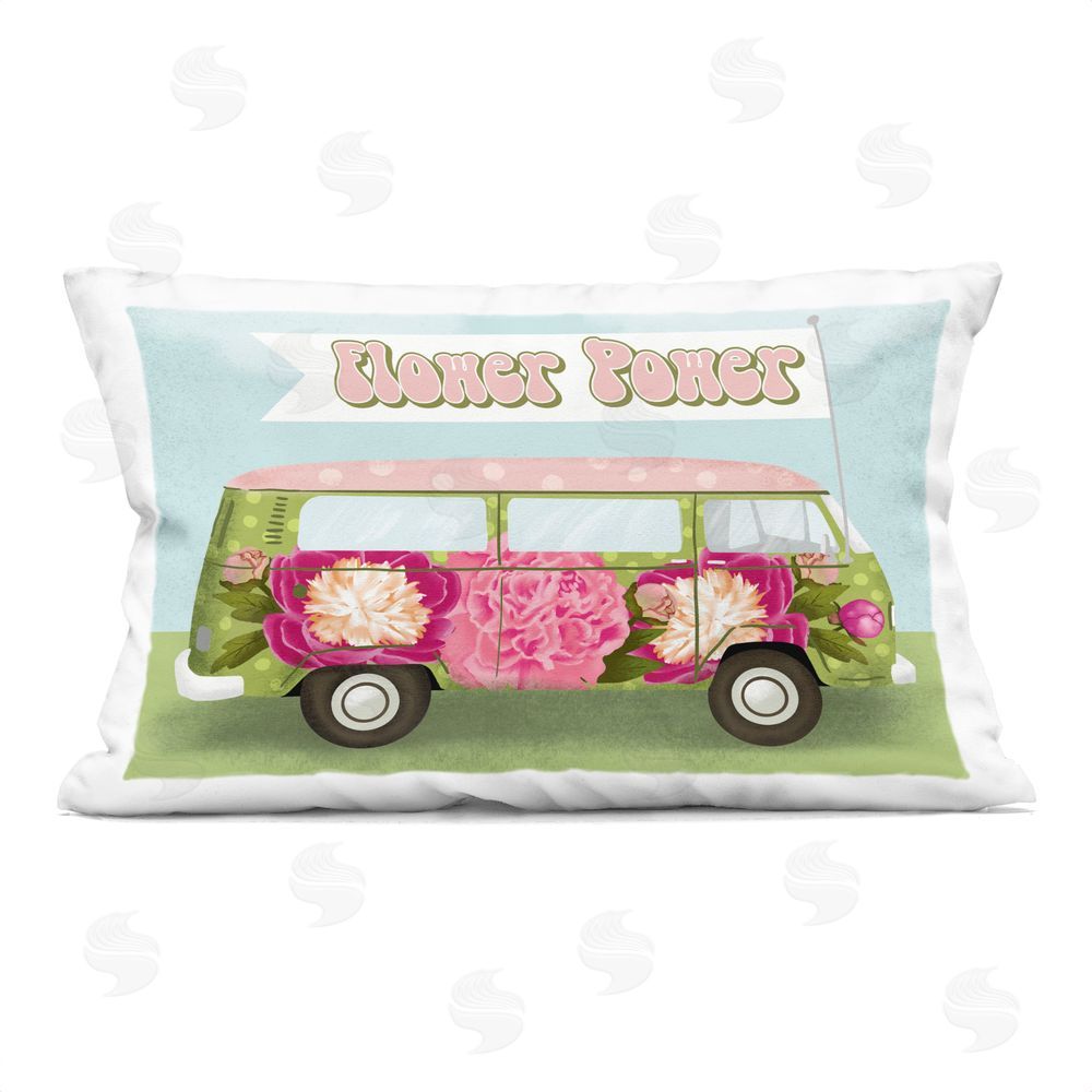 Jilly Jack Designs Flower Power Peony Bus Indoor Printed Throw Pillow