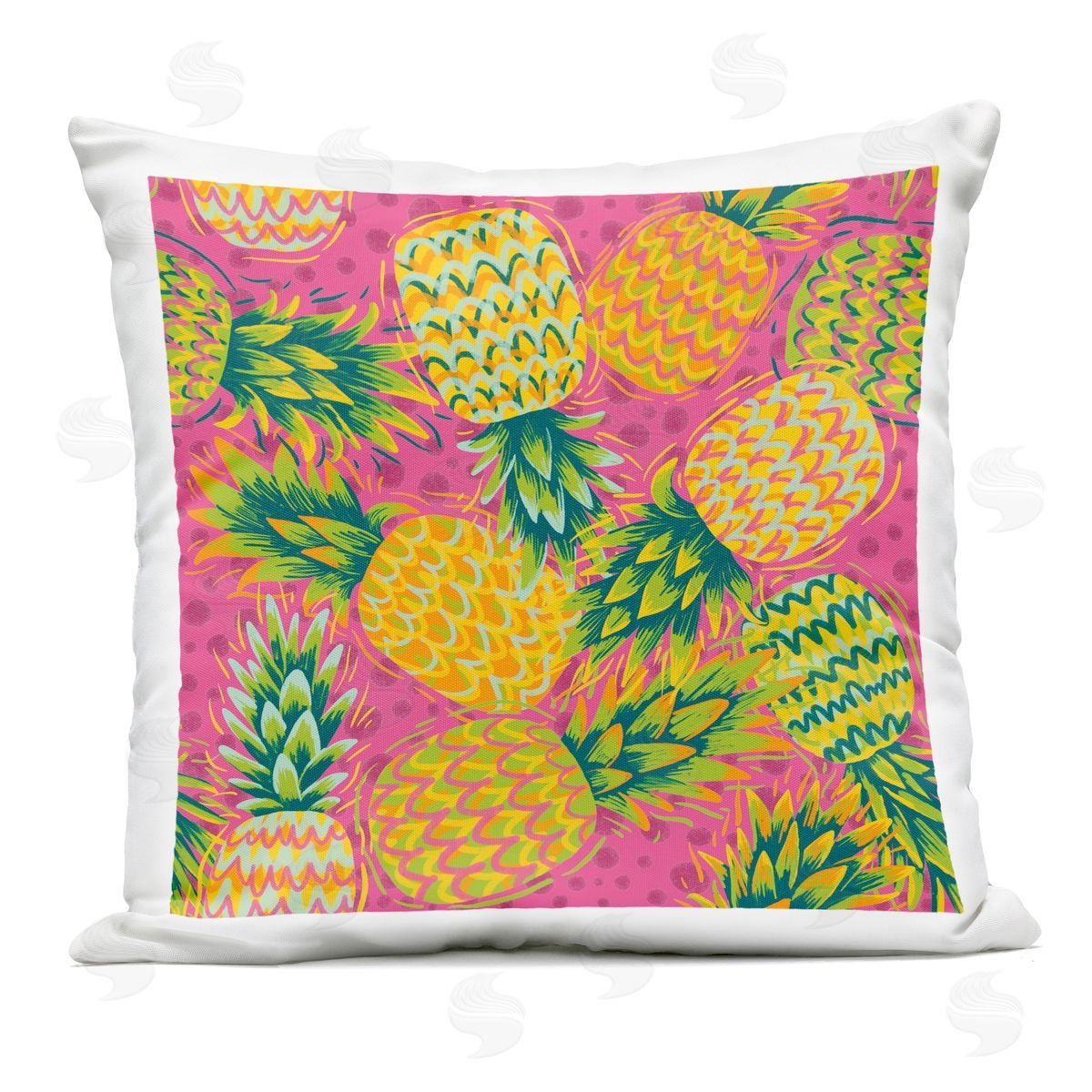 Jilly Jack Designs Tropical Pineapples on Purple Dots Plush Polyester Art Print Pillow