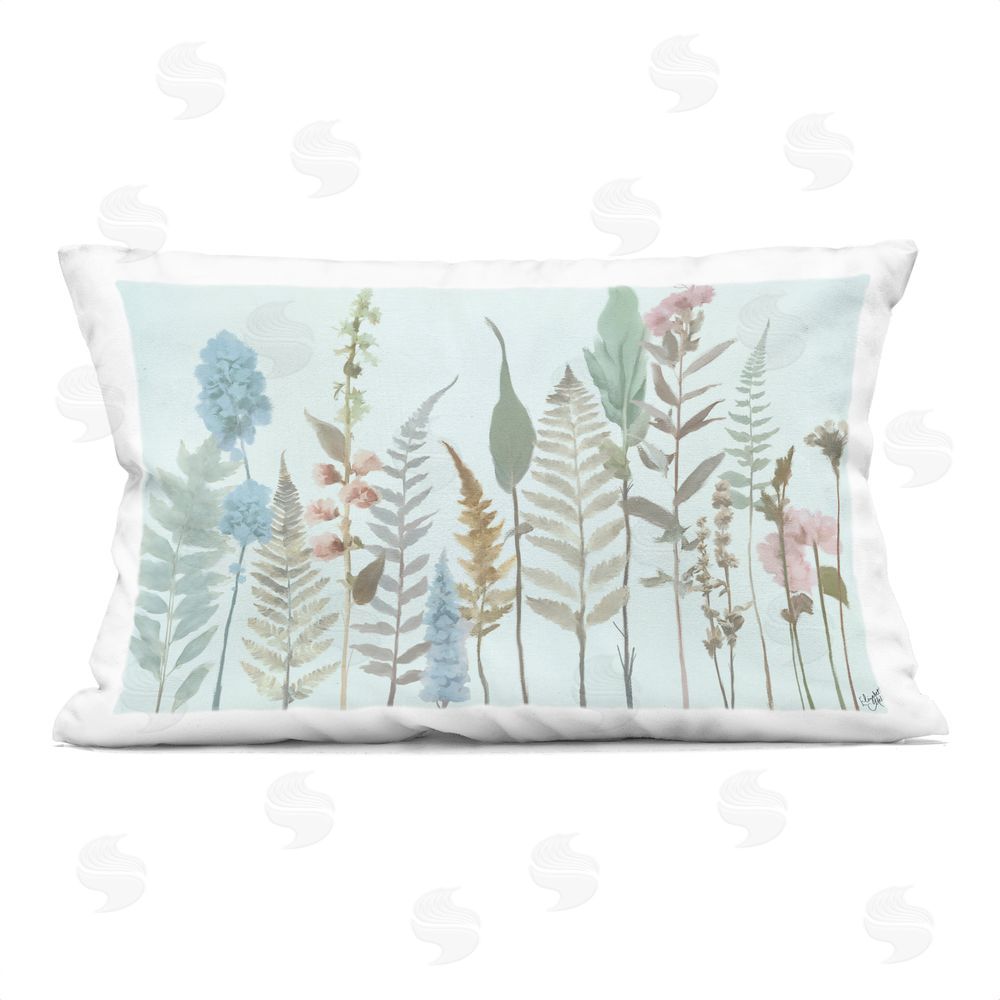 Elizabeth Medley Cool Toned Fall Botanicals Rectugular Printed Throw Pillow
