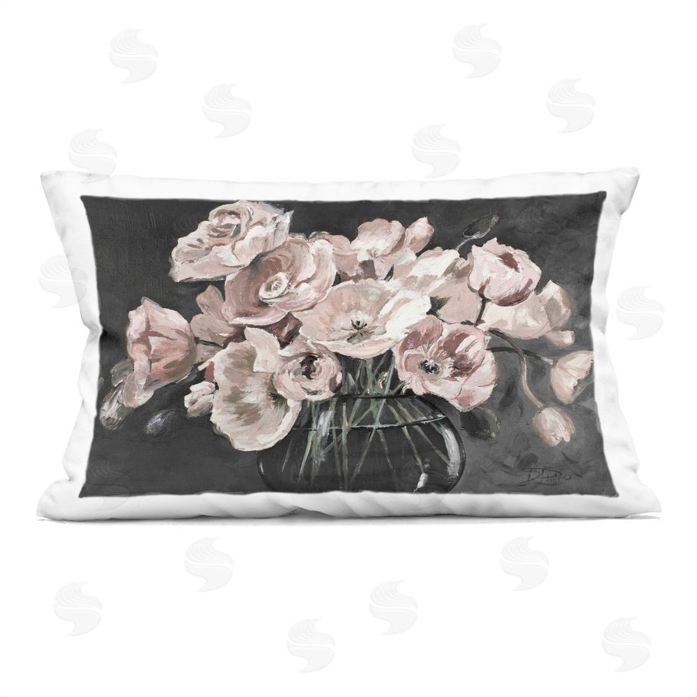 Patricia Pinto Dark Clear Vase Flowers Rectugular Printed Throw Pillow