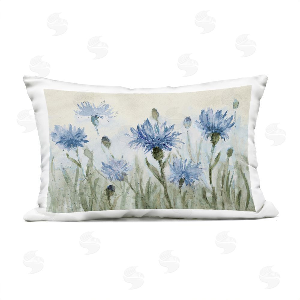 Lanie Loreth Violet Cornflowers Meadow Outdoor Rectugular Printed Throw Pillow