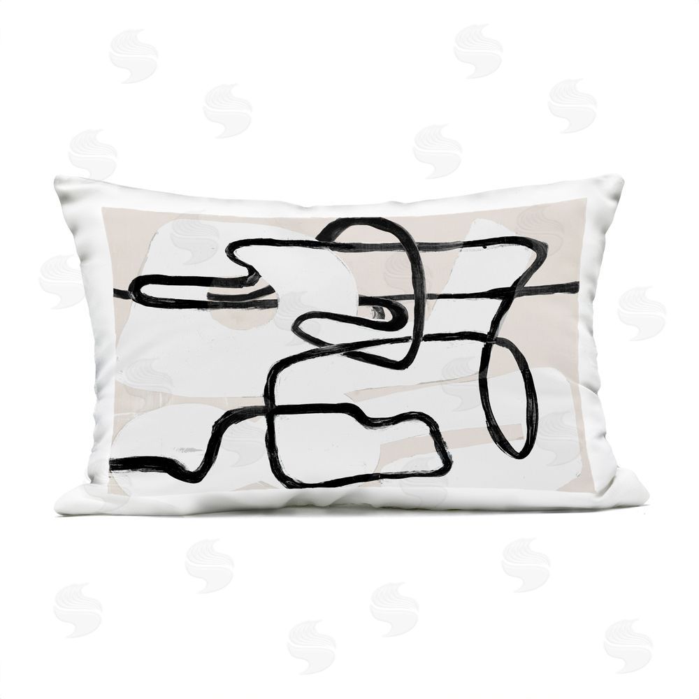 Lanie Loreth Neutral Twists and Turns Outdoor Rectugular Printed Throw Pillow