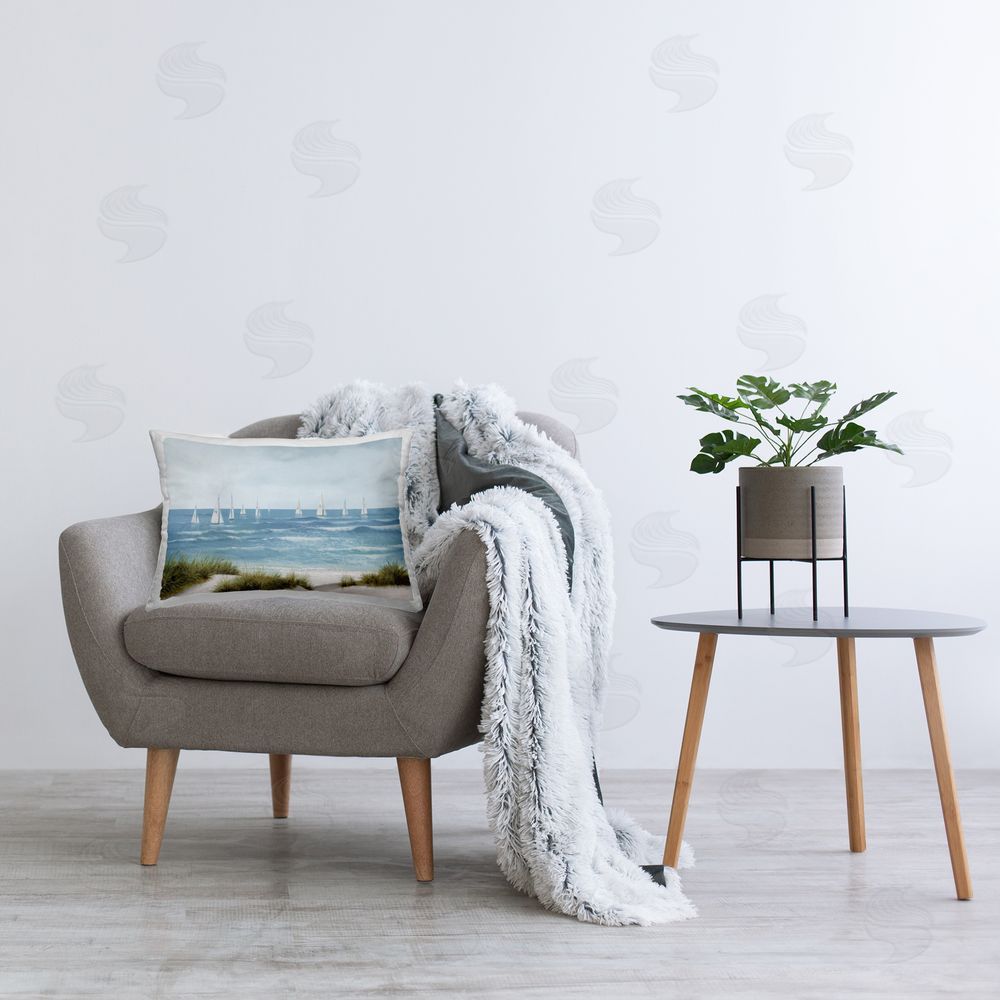 Lorenzo Collective Sail Away Boat Regatta Rectugular Printed Throw Pillow on Chair