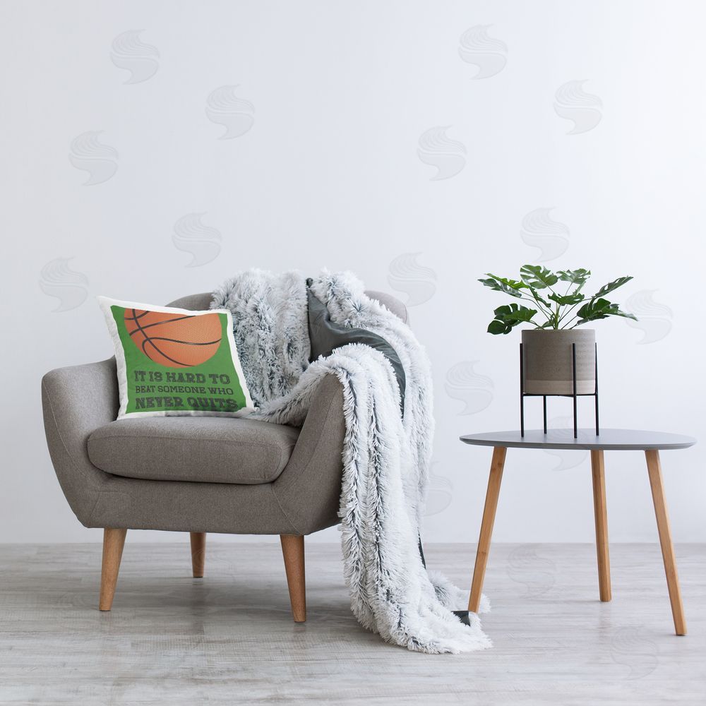 Marcus Prime Someone Who Never Quits Square Printed Throw Pillow on Chair