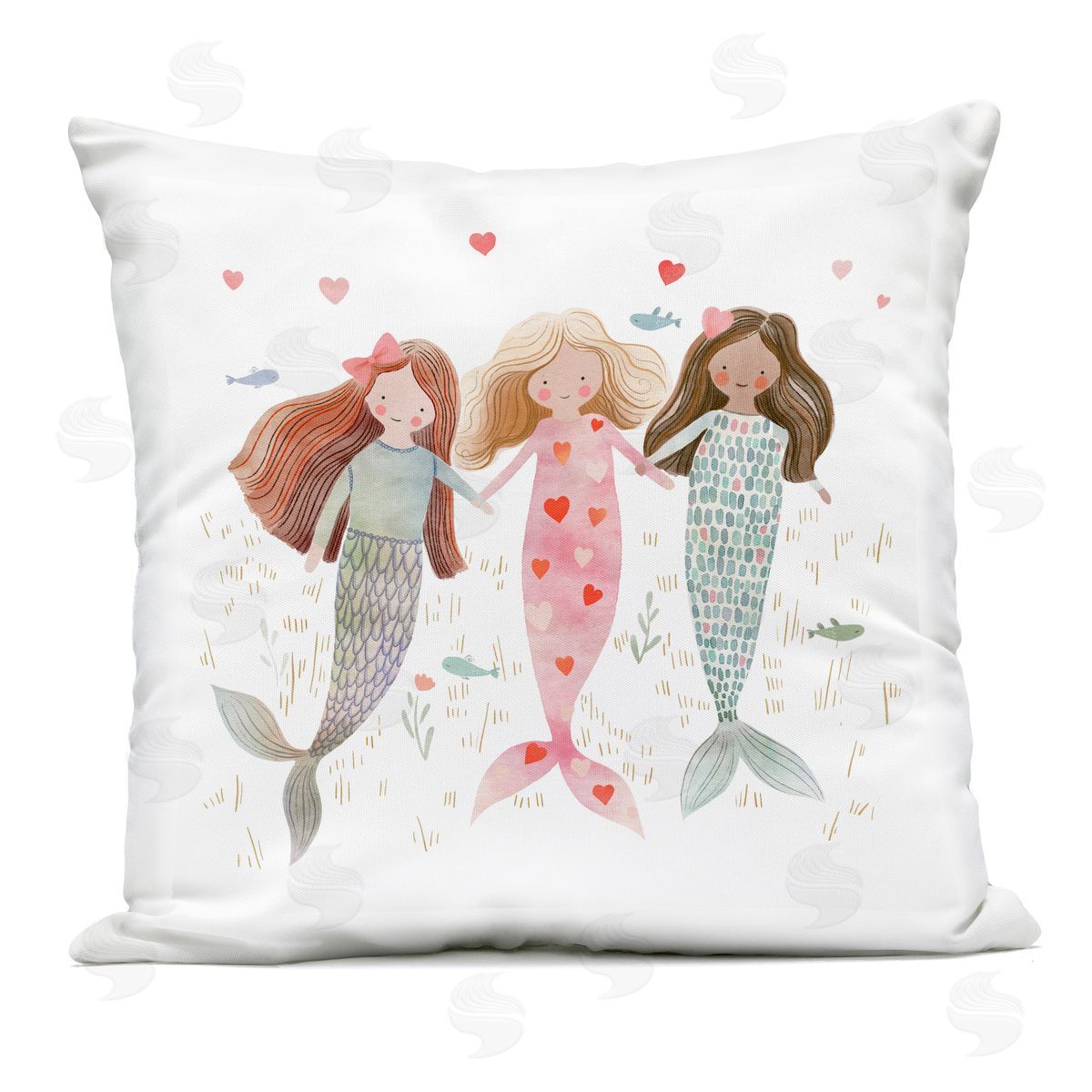 Leah Straatsma Trio of Mermaids Friendship Outdoor Square Printed Throw Pillow