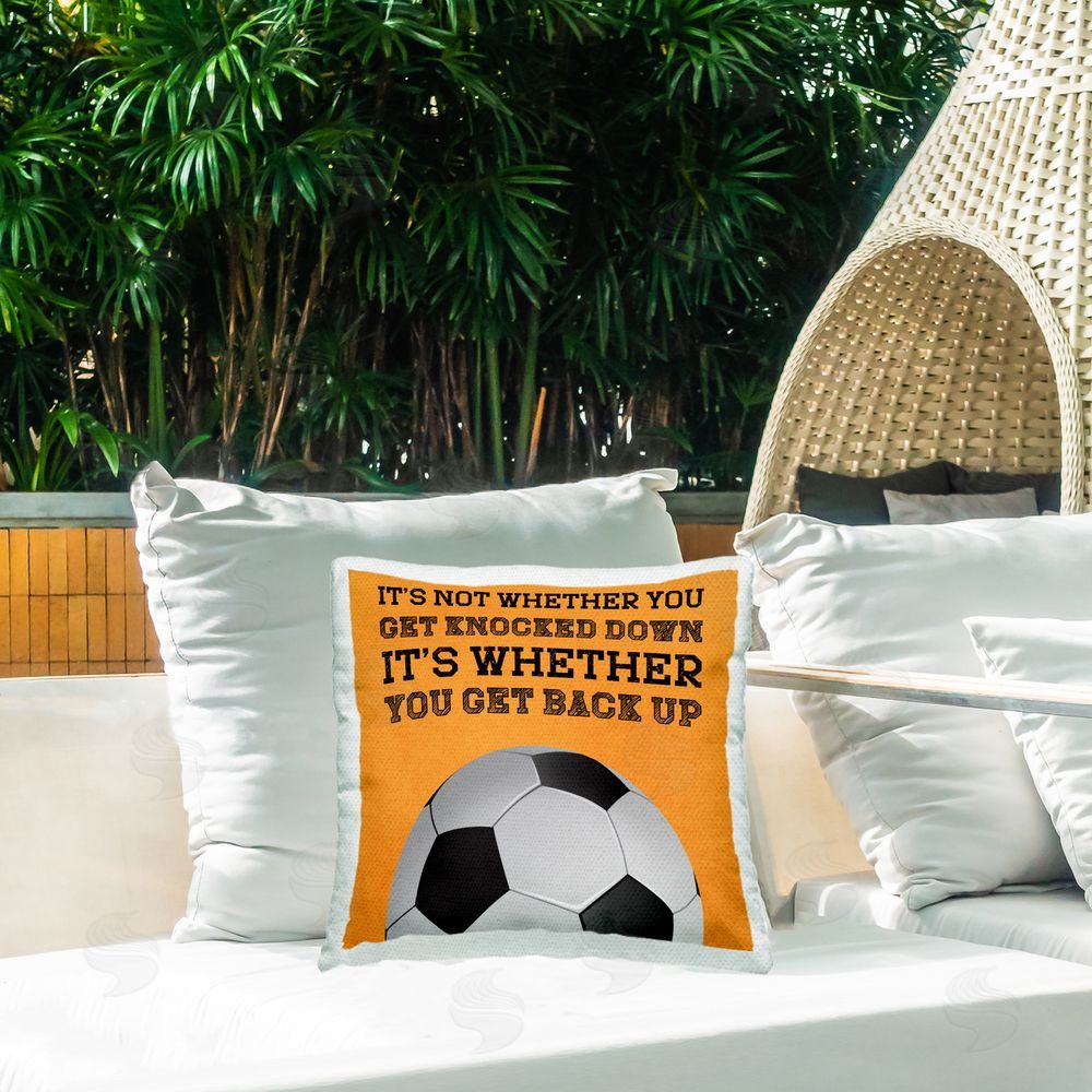Marcus Prime Whether You Get Back Up Square Printed Throw Pillow on Patio