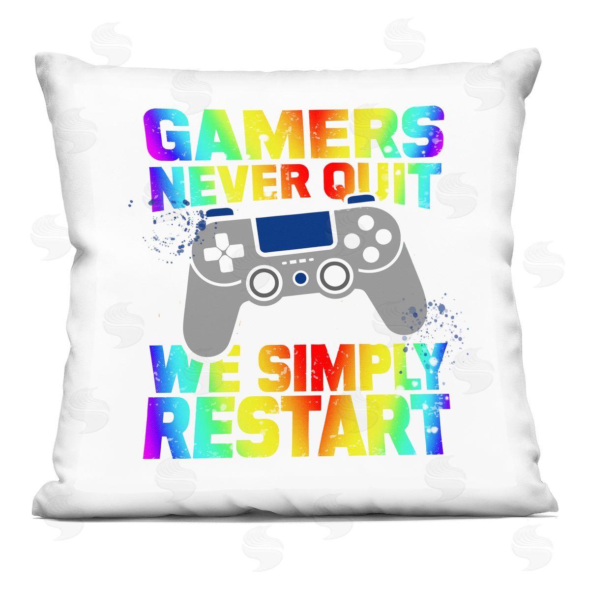 Kim Allen Rainbow Gamers Never Quit Square Printed Throw Pillow