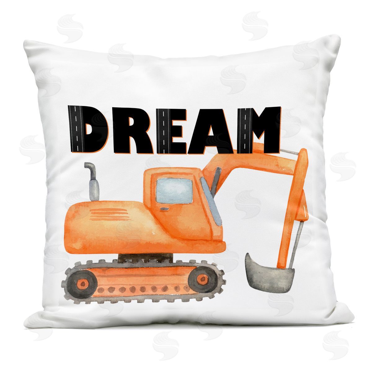 Kim Allen Dream with Orange Excavator Outdoor Square Printed Throw Pillow