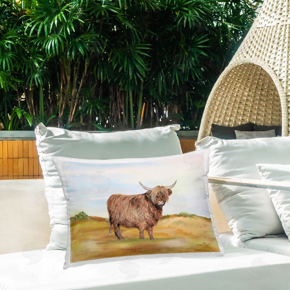 Jean Plout Farm Animal In Pasture Outdoor Rectugular Printed Throw Pillow on Patio