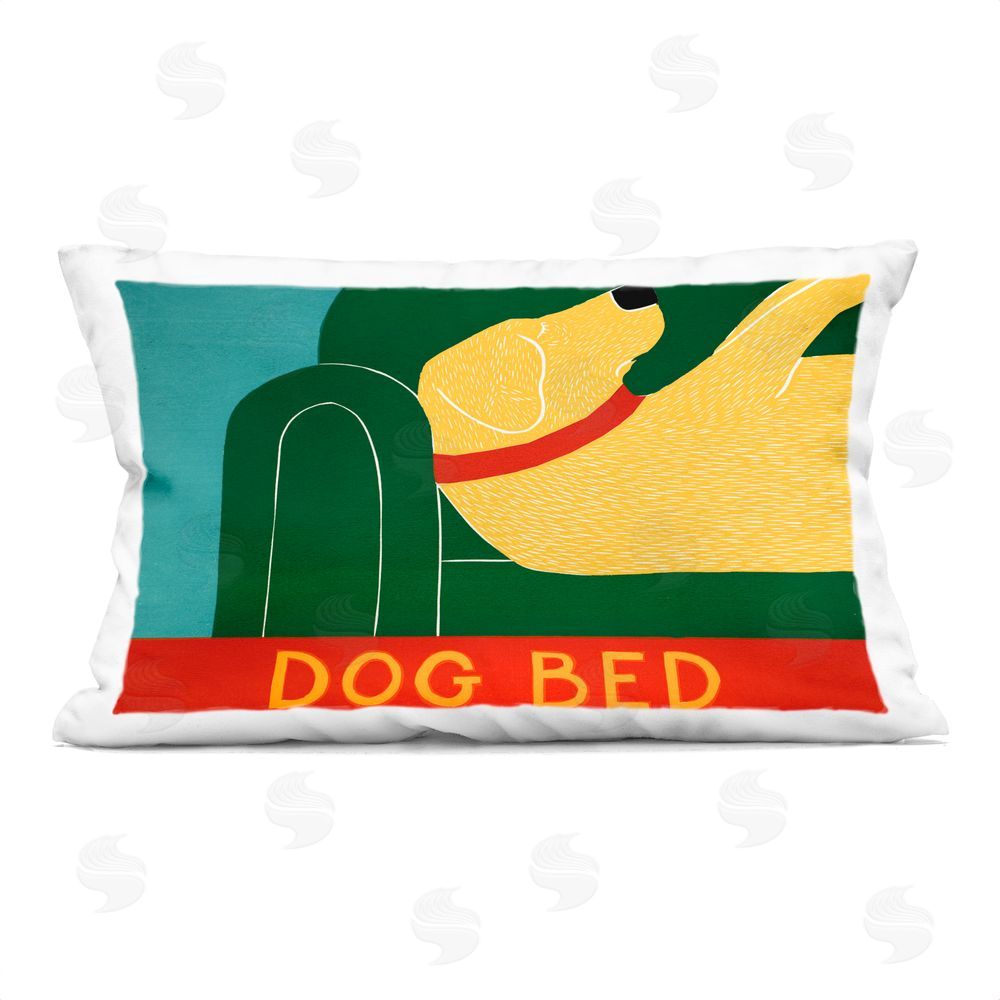 Stephen Huneck Dog Bed Labrador Rectugular Printed Throw Pillow