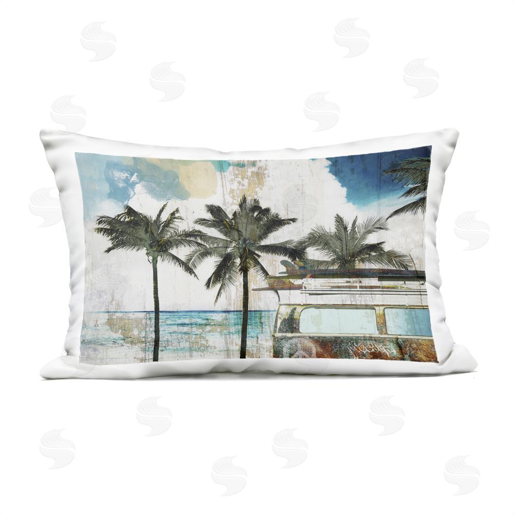 Sasha Beach Day Retro Vacation Outdoor Rectugular Printed Throw Pillow
