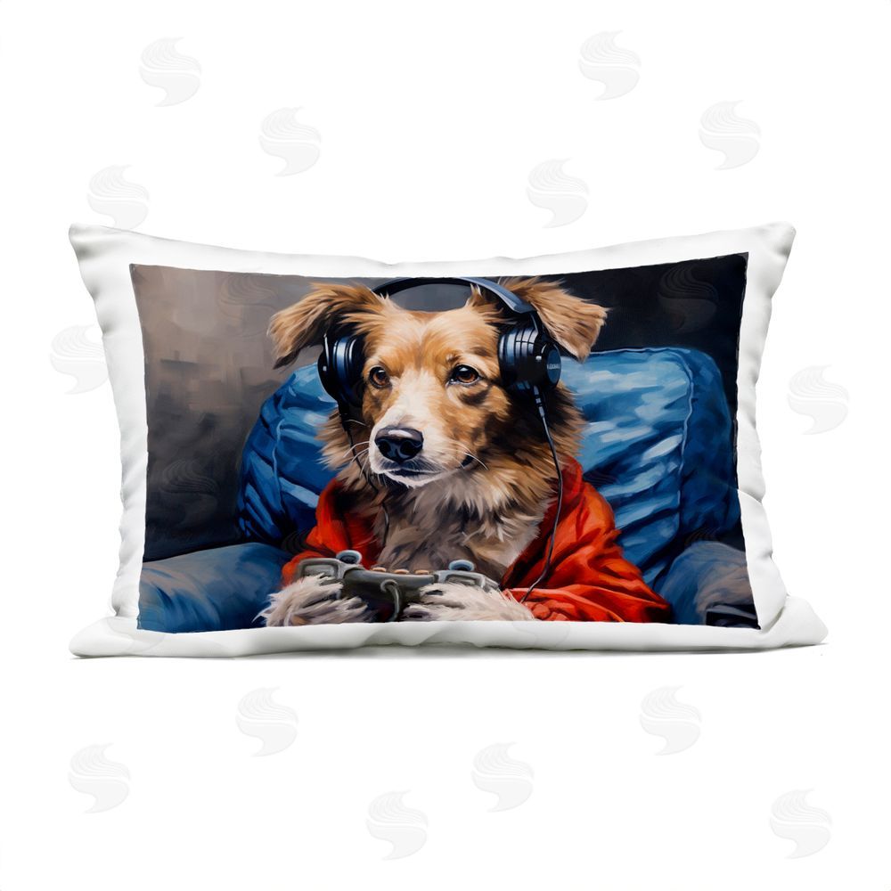 Shawna Stewart Game Master Dog Outdoor Rectugular Printed Throw Pillow