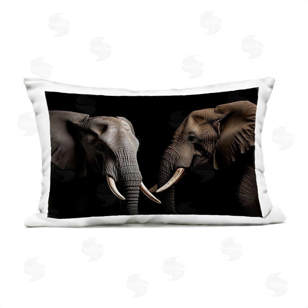 Decent Exposures Pachyderm Elephant Pair  Outdoor Rectugular Printed Throw Pillow