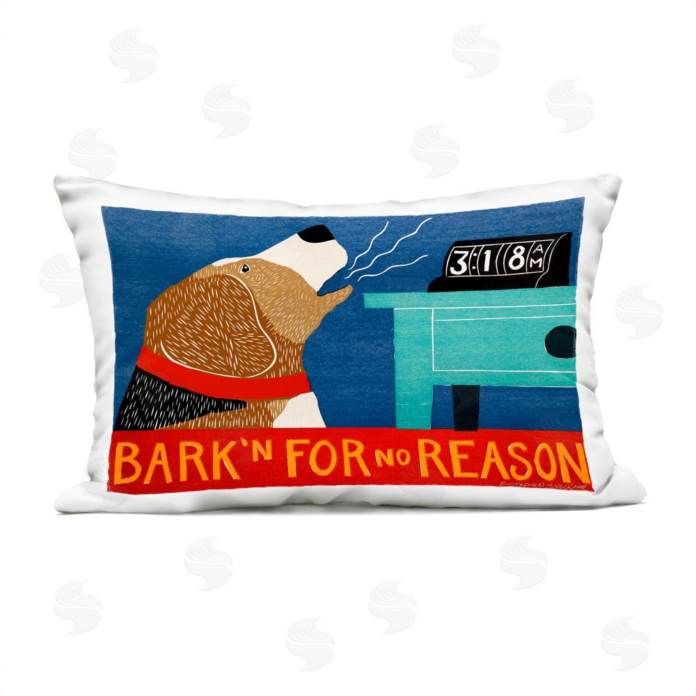 Stephen Huneck Bark'n For No Reason Outdoor Rectugular Printed Throw Pillow