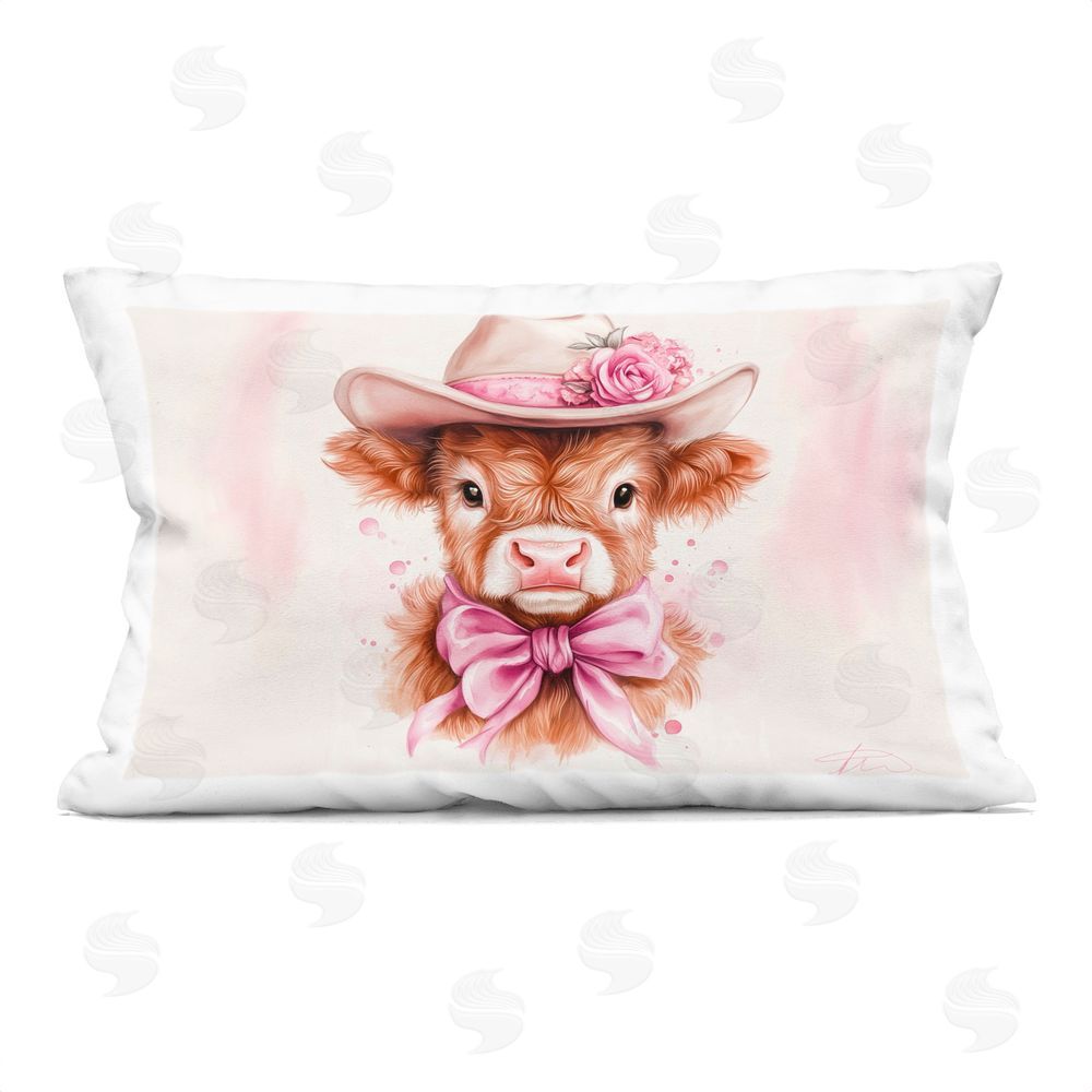 Shawna Stewart Pretty In Pink Cow Rectugular Printed Throw Pillow