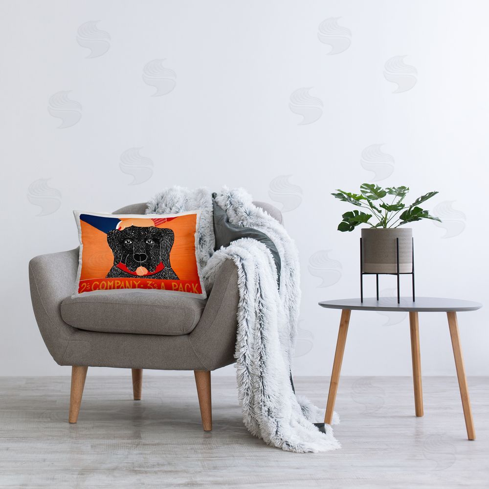 Stephen Huneck 2's Company Dog Rectugular Printed Throw Pillow on Chair