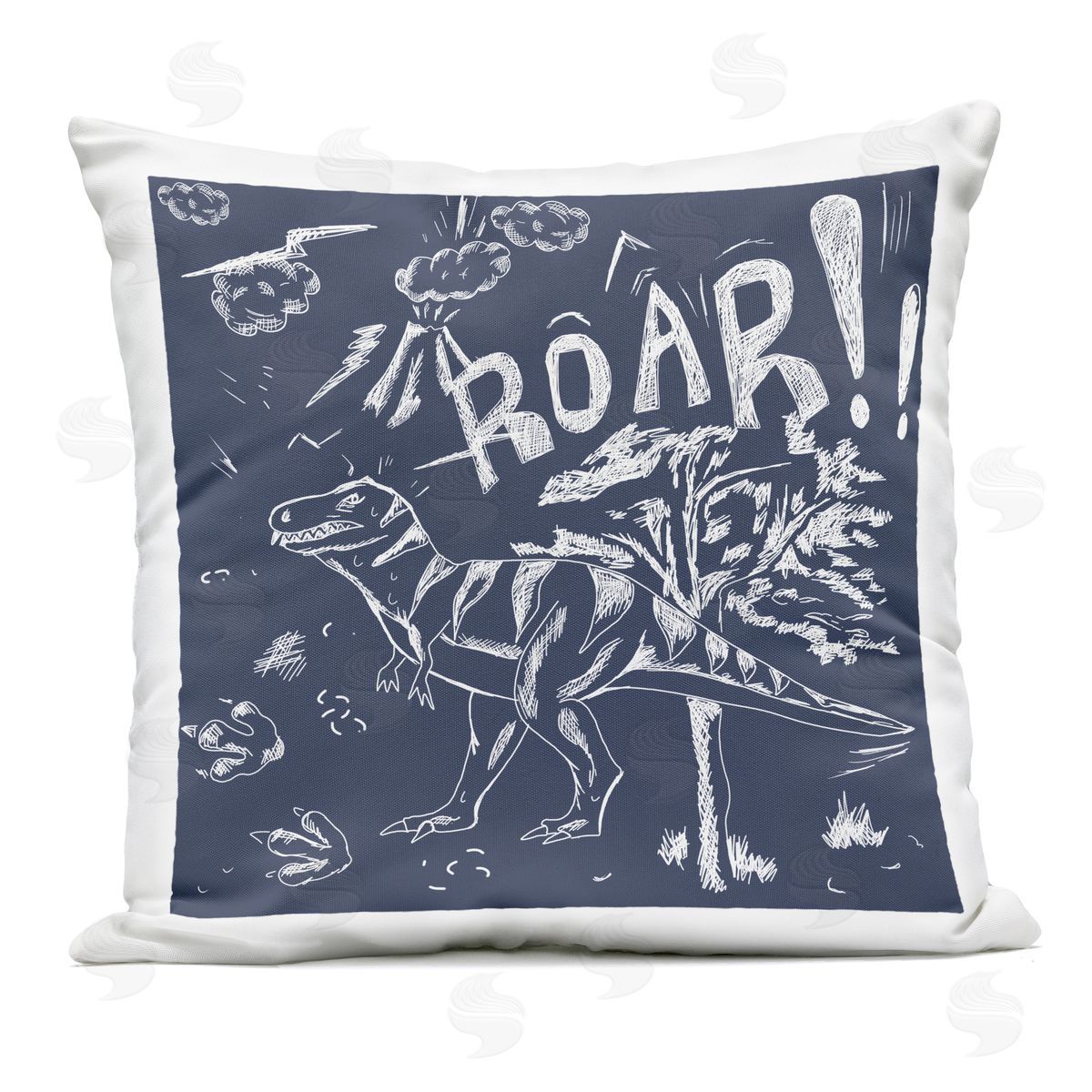 HUE and MI and Sangita Sketchy Roar Dinosaur Outdoor Square Printed Throw Pillow