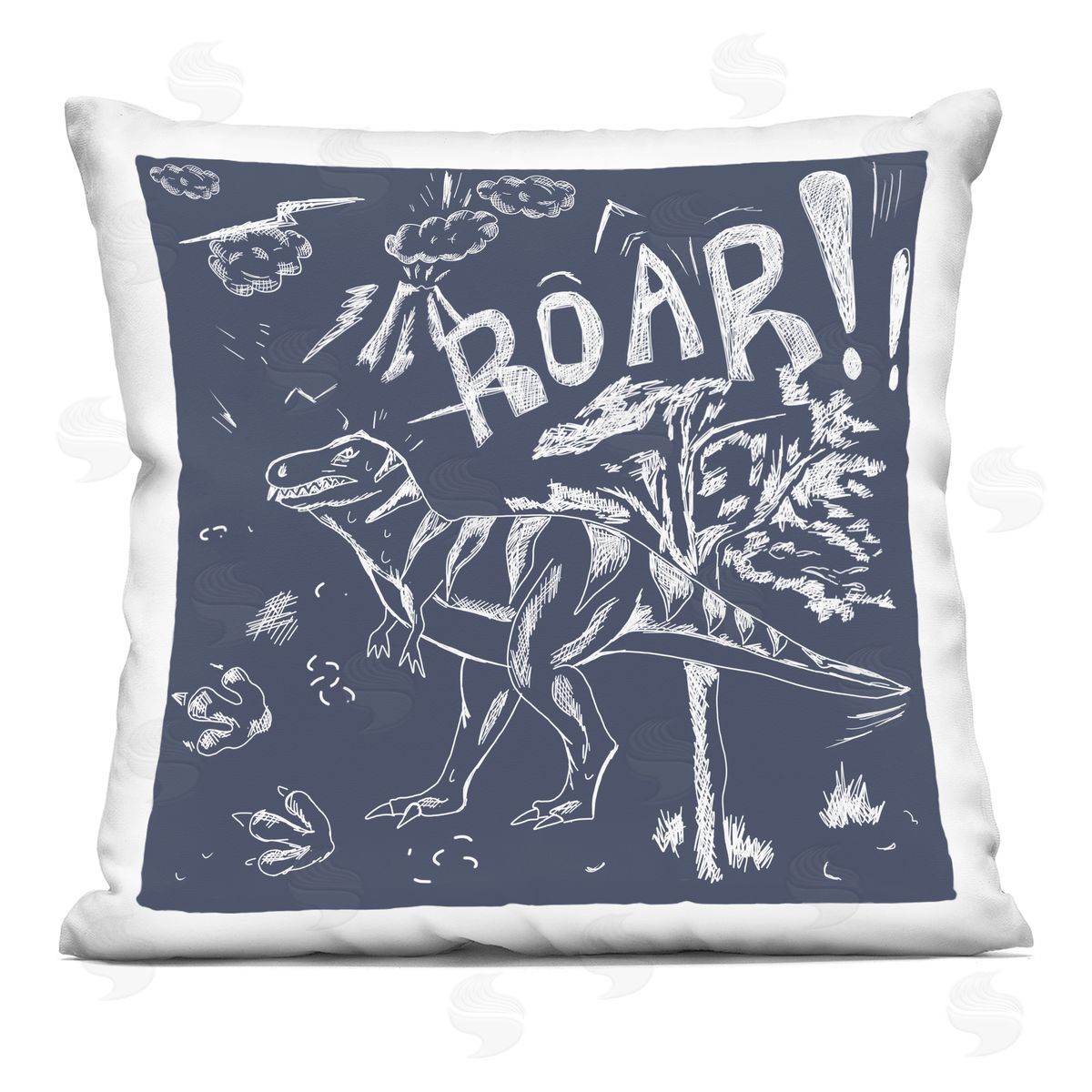 HUE and MI and Sangita Sketchy Roar Dinosaur Square Printed Throw Pillow