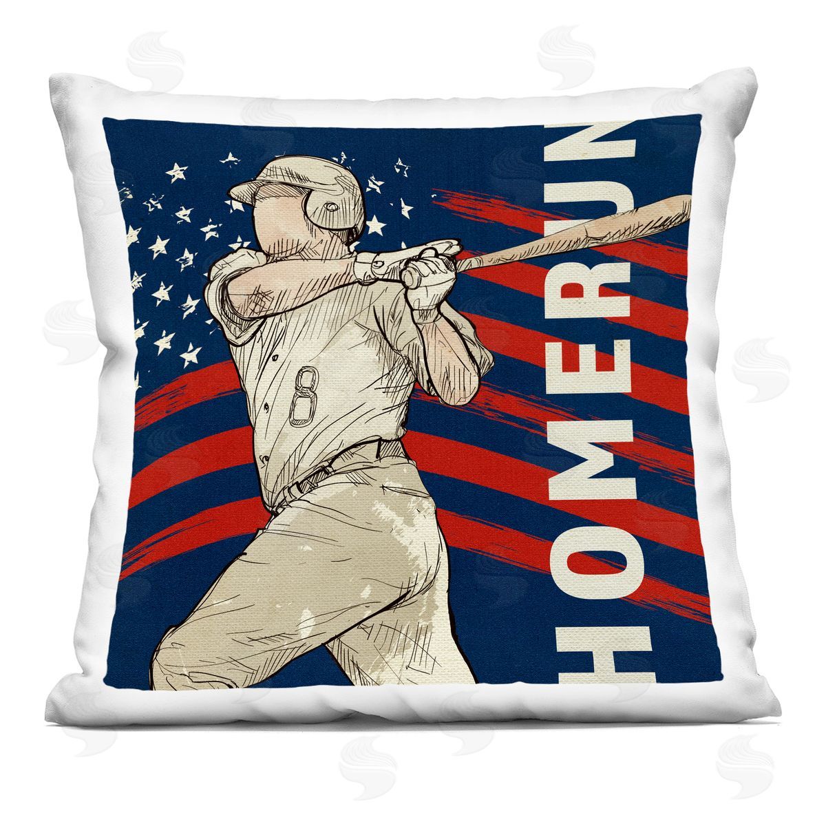 LightBoxJournal Patriotic Home Run Baseballer Square Printed Throw Pillow