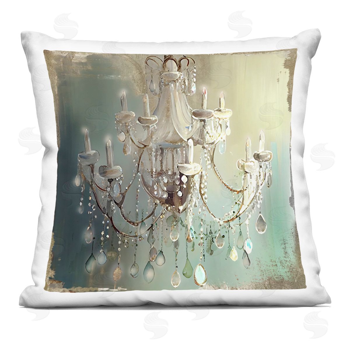 Sasha Vintage Illumine Chandelier Square Printed Throw Pillow