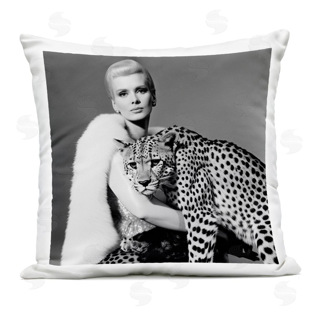 Sasha Cat Woman Cheetah Portrait Outdoor Printed Throw Pillow