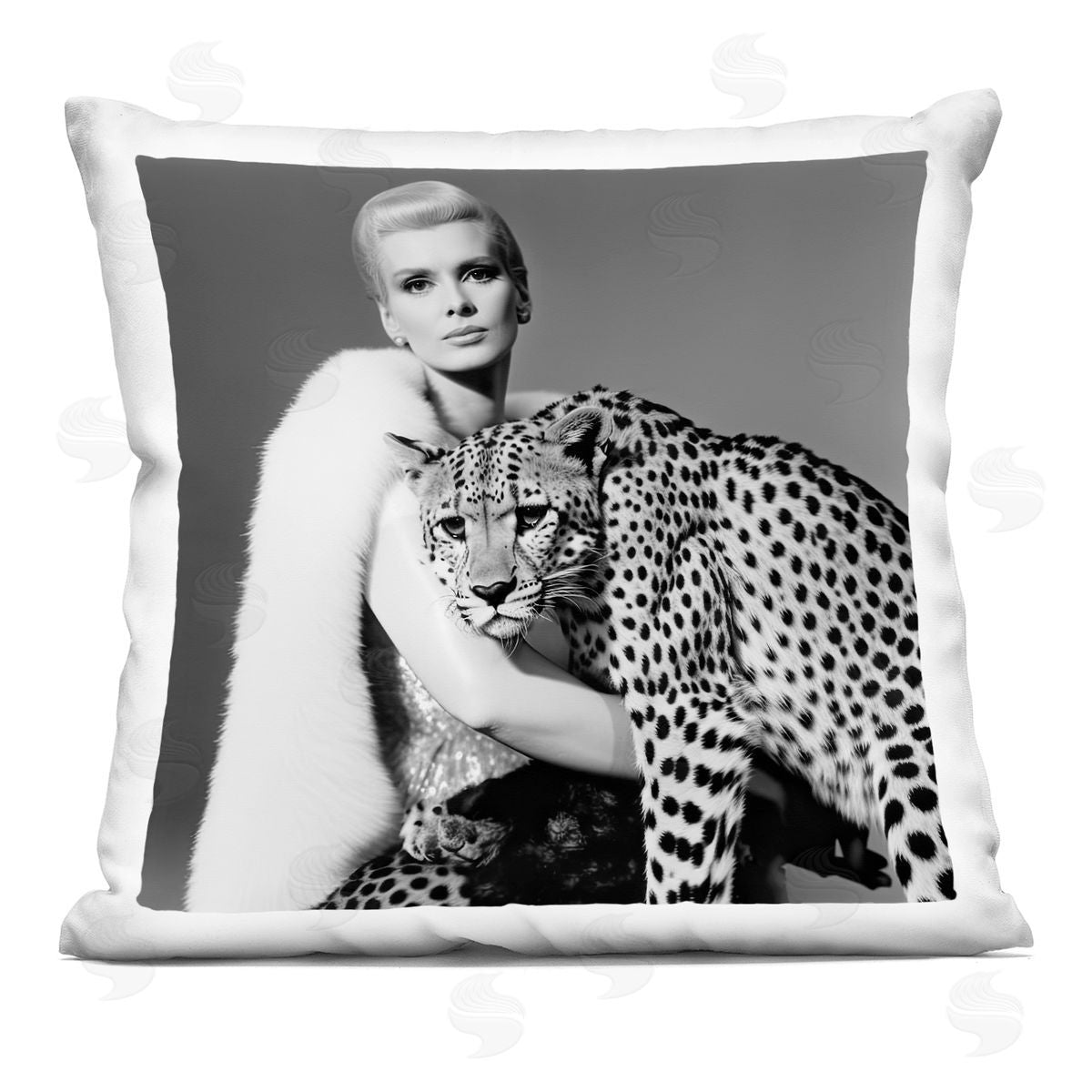 Sasha Cat Woman Cheetah Portrait Indoor Printed Throw Pillow