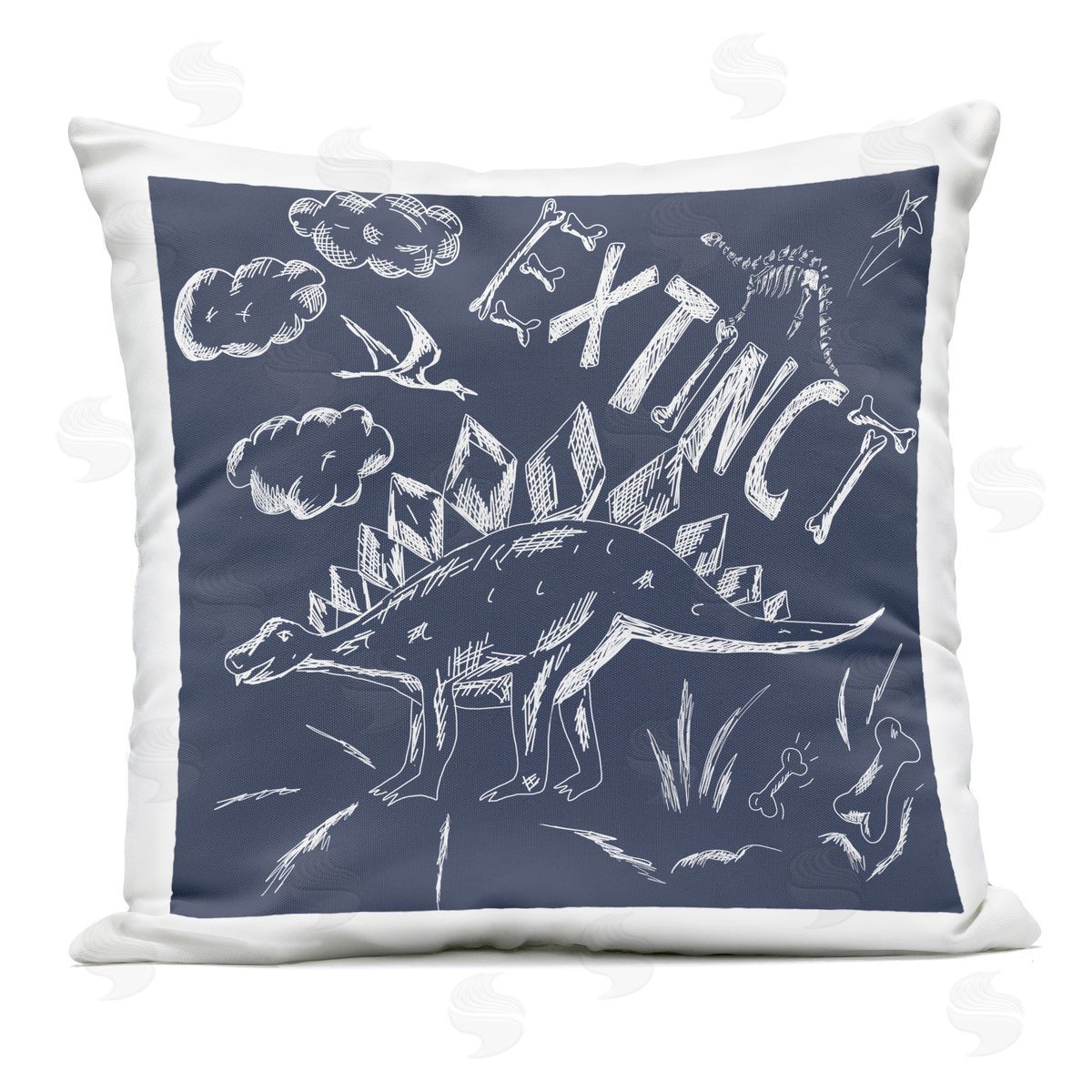 HUE and MI and Sangita Sketchy Extinct Dinosaur Outdoor Square Printed Throw Pillow