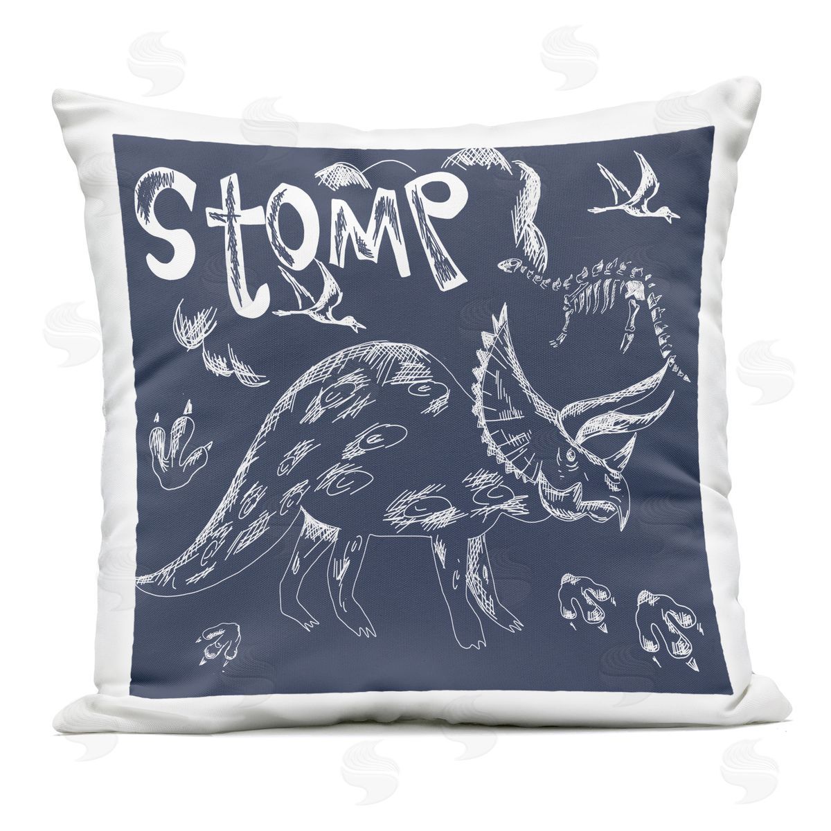 HUE and MI and Sangita Sketchy Stomp Dinosaur Outdoor Square Printed Throw Pillow