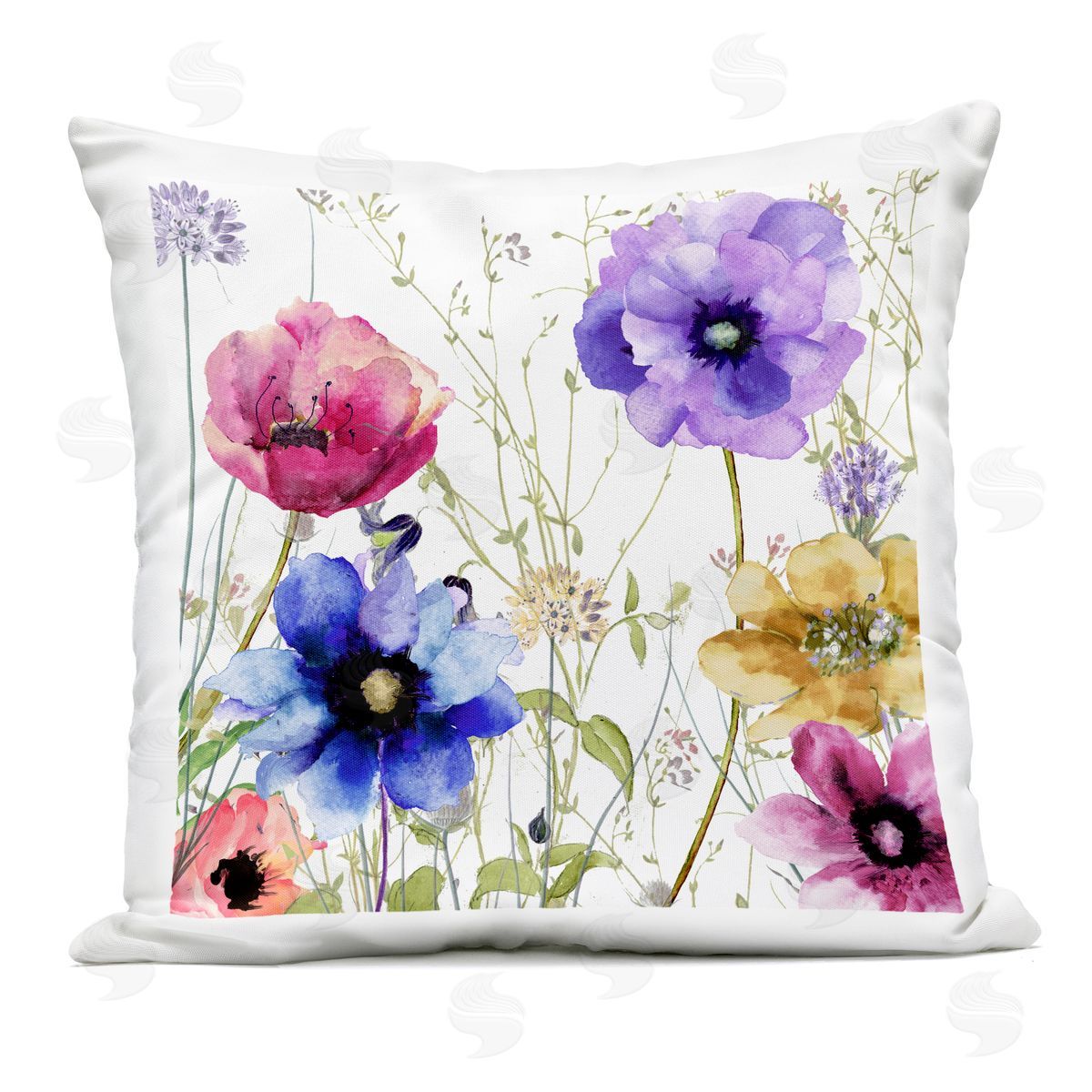 Sasha Modern Spring Garden Flowers Outdoor Square Printed Throw Pillow